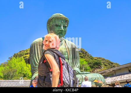 Woman at Grand Bouddha Banque D'Images