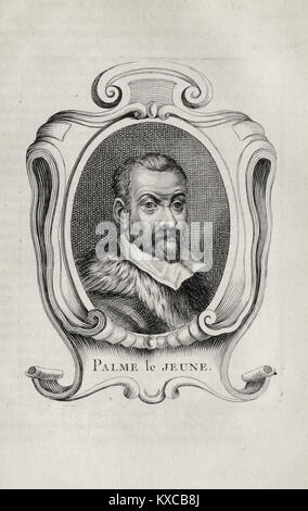 Portrait du peintre Palma le Jeune, Jacopo di Antonio Negretti - gravure 18e siècle français Banque D'Images