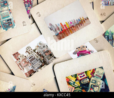 Beaucoup de vieux jouets robot slies de vintage Banque D'Images