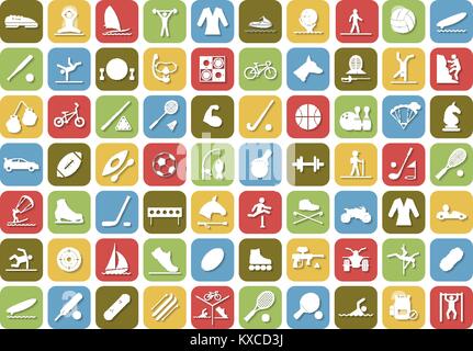 Ensemble d'icônes de sport modèle plat avec les ombres. Vector illustration Illustration de Vecteur