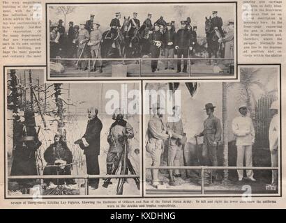 Trente-trois groupes de laïcs, chiffres réalistes montrant les uniformes des officiers et des hommes de l'armée des États-Unis. À gauche et ri… Banque D'Images