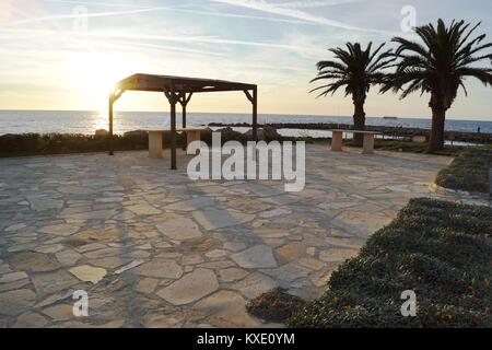 Le coucher du soleil, Paphos, Chypre Banque D'Images