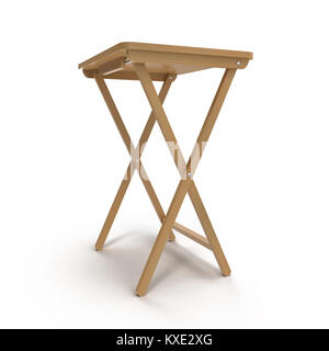 Table en bois pliant sur un blanc. 3D illustration Banque D'Images