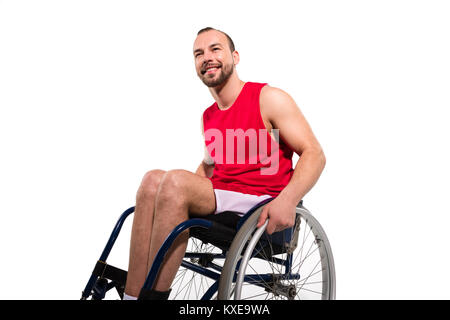 Smiling sportsman en fauteuil roulant Banque D'Images