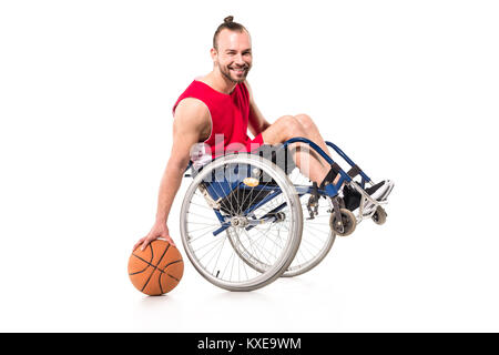 En jouant au basket-ball en fauteuil roulant sportif Banque D'Images