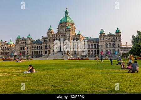 La British Columbia Parliament Building à Victoria connu comme la ville jardin de l'île de Vancouver en Colombie-Britannique, Canada Banque D'Images