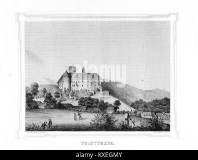 L'album der Schlösser und Rittergüter im Königreiche Sachsen est un album illustré documentant les châteaux et les manoirs du Royaume de Saxe. Ce volume particulier présente des illustrations détaillées de structures historiques de la région. Banque D'Images
