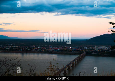 Ajo Nippon Bridge le matin,Laos,de Champasak. Banque D'Images