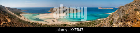 Lagon avec plage de sable, plage de Balos, péninsule de Gramvousa, Crète, Grèce Banque D'Images