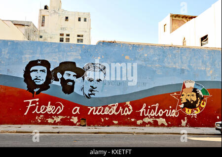 La HAVANE, CUBA, le 11 mai 2009. Des graffitis et des peintures murales représentant le héros national de Cuba, à La Havane, le 11 mai 2009. Banque D'Images