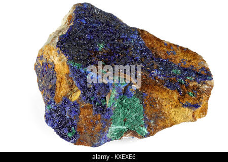 L'azurite malachite/ trouvés au Maroc isolé sur fond blanc Banque D'Images