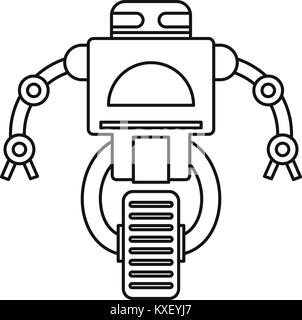 Robot au style du contour, l'icône de roue Illustration de Vecteur