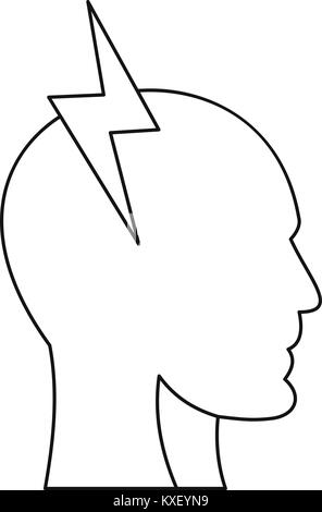 L'alimentation électrique dans la tête humaine, l'icône de style contour Illustration de Vecteur