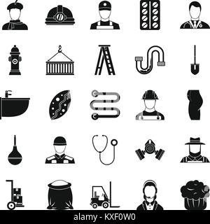 Différentes professions icons set, le style simple Illustration de Vecteur