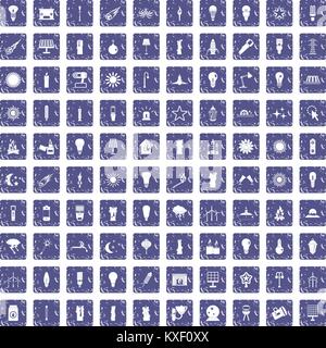 100 light source icons set grunge sapphire Illustration de Vecteur