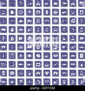 Chargeur 100 icons set grunge sapphire Illustration de Vecteur