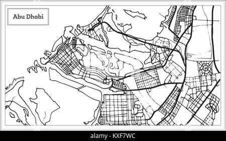 Abu Dhabi UAE Carte en noir et blanc Couleur. Vector Illustration. Une carte de Noël. Illustration de Vecteur