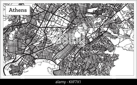 Athènes Grèce carte en noir et blanc. Vector Illustration. Une carte de Noël. Illustration de Vecteur