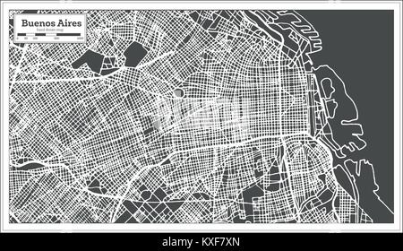 Buenos Aires Argentine Plan de ville en style rétro. Une carte de Noël. Vector Illustration. Illustration de Vecteur