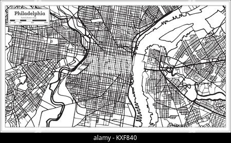 Philadelphia Pennsylvania USA Map en noir et blanc. Vector Illustration. Une carte de Noël. Illustration de Vecteur