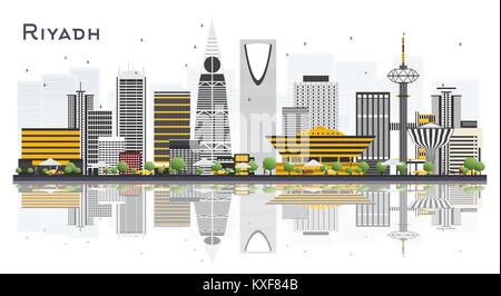 Riyadh Arabie Saoudite Ville avec des bâtiments gris isolé sur fond blanc. Vector Illustration. Les voyages d'affaires et tourisme Concept Illustration de Vecteur