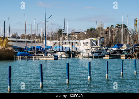 Port de Balatonfured, Lac Balaton avec bateaux, Hongrie Banque D'Images