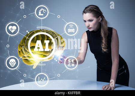 L'Intelligence Artificielle(IA) concept. Le rendu 3D. Banque D'Images