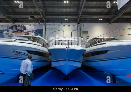 ExCel, Londres, Royaume-Uni. 10 janvier, 2018. Les cinq jours "London Boat Show s'ouvre avec toutes les choses milles marins, grands et petits. Credit : Malcolm Park/Alamy Live News. Banque D'Images