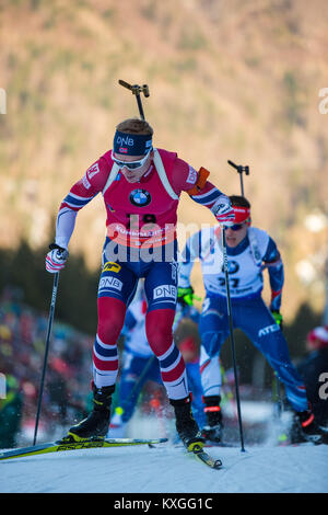 Inzell, Allemagne. 10 janvier, 2018. Johannes Thingnes Boe (29), la Norvège vu en action au cours de la Men's 20 km individuel compétition à la Coupe du monde de Biathlon IBU BMW à Ruhpolding. (Photo crédit : Gonzales Photo/Alamy Live News Banque D'Images