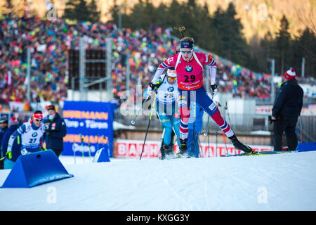 Inzell, Allemagne. 10 janvier, 2018. Johannes Thingnes Boe (29), la Norvège vu en action au cours de la Men's 20 km individuel compétition à la Coupe du monde de Biathlon IBU BMW à Ruhpolding. (Photo crédit : Gonzales Photo/Alamy Live News Banque D'Images