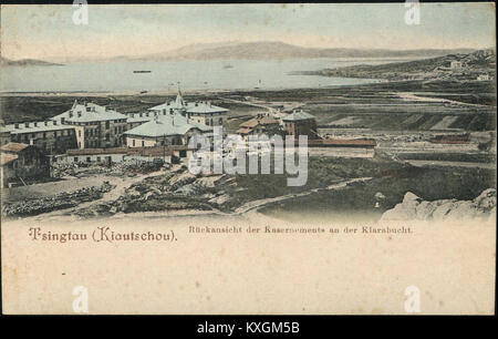 Une vue nord de la caserne Iltis à Tsingtau (Qingdao), construite pendant la période coloniale allemande. Le complexe militaire a servi d'installation clé pour les forces allemandes stationnées en Chine. Banque D'Images