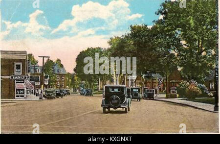 Carte postale montrant 1934 Post Road à Fairfield, Connecticut Banque D'Images