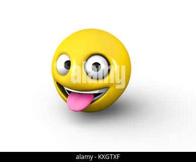 Happy Smiling 3D'Emoji Sticking Tongue Out Banque D'Images