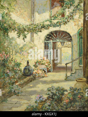 Peinture d'Abbott Fuller graves de 1927-28 représentant le quartier du Vieux carré à la Nouvelle-Orléans, illustrant l'architecture urbaine et des scènes de rue. Banque D'Images