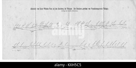 Vue panoramique depuis la tour Kaiser-Wilhelm sur Ochsenberg près de Tübingen, Allemagne, montrant le paysage environnant et les zones urbaines, entretenu par l'Association de la Beautification de Tübingen. Banque D'Images