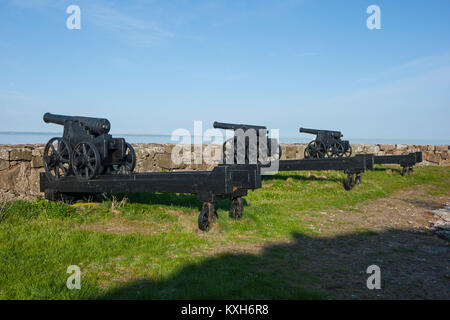 Les rois en canons, Batteri Christiansø, Ertholmene, Bornholm, Danemark Banque D'Images