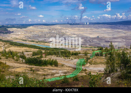 La mine de charbon de Turow - KWB Turow mine à ciel ouvert près de la ville de Bogatynia en Basse-silésie de Pologne Banque D'Images