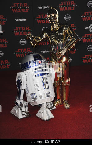 La Premiere Star Wars Jedi dernier comprend : R2-D2, C-3PO Où : Los Angeles, California, United States Quand : 10 Déc 2017 Apega/WENN.com Crédit : Banque D'Images