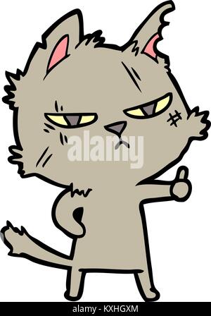 Cat Cartoon difficiles symbole giving Thumbs up Illustration de Vecteur