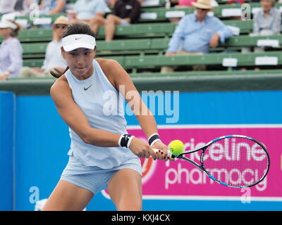 Melbourne, Australie - 10 janvier 2018 : tennis player Wang Xinyu la préparation pour l'Open d'Australie au Tournoi exhibition Kooyong Classic Banque D'Images