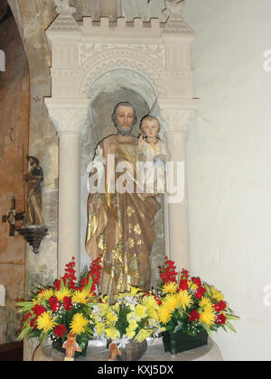 Baudonvilliers (Meuse) Église, statue Saint Joseph avec l'Enfant Jésus Banque D'Images