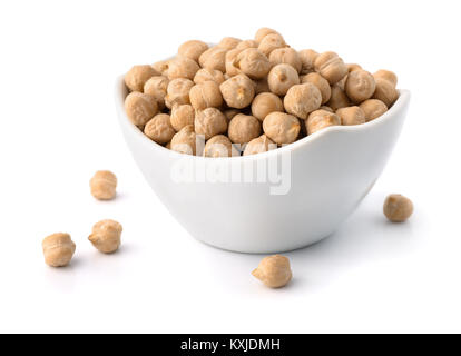 Bol de pois chiches secs isolated on white Banque D'Images