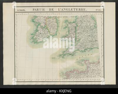 "Partie de l'Angleterre' # 12 Grande-Bretagne Irlande France. VANDERMAELEN 1827 Ancien site Banque D'Images
