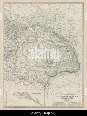 Monarchie austro-hongroise (est) Hongrie Transylvanie 50x60cm. JOHNSTON 1879 map Banque D'Images