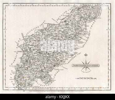 Carte du comté de Northamptonshire antique par JOHN CARY 1787 tableau ancien Banque D'Images