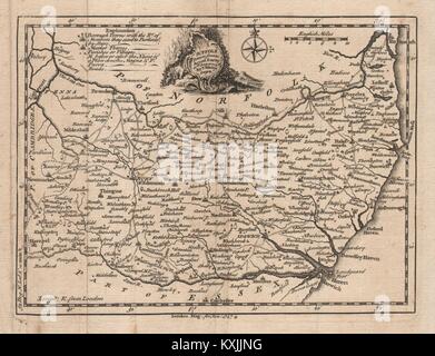 Carte du comté de 'Suffolk, tirés d'une enquête réelle…'. KITCHIN 1748 ancien Banque D'Images