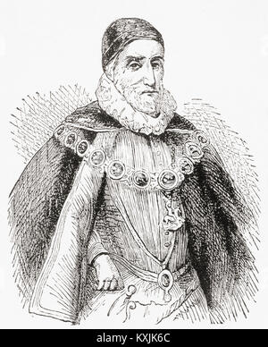 Charles Howard, 1 Comte de Nottingham, 2 Baron Howard d'Effingham, 1536 - 1624, alias Howard d'Effingham. D'état anglais et grand amiral sous Elizabeth I et James I. de Ward et verrouiller l'illustre l'histoire du monde, publié c.1882. Banque D'Images