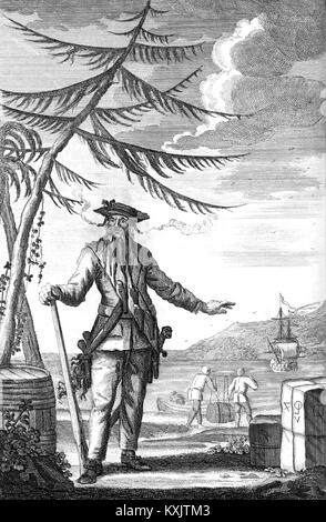 Le pirate Blackbeard, Edward Teach ou Edward Thatch, Blackbeard, un pirate anglais Banque D'Images