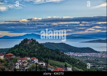 Vue de Volos Pelion Mountain, Grèce Banque D'Images