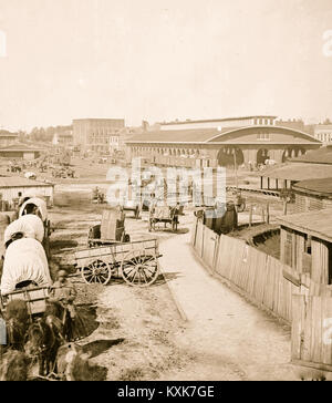 Atlanta, Géorgie. Les wagons de l'armée fédérale railroad depot Banque D'Images